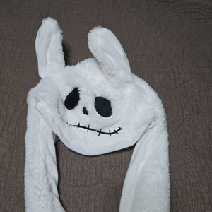 Skellington Like Easter Bunny Rabbit Moving Ear Hat Plush Hat Carnival Halloween